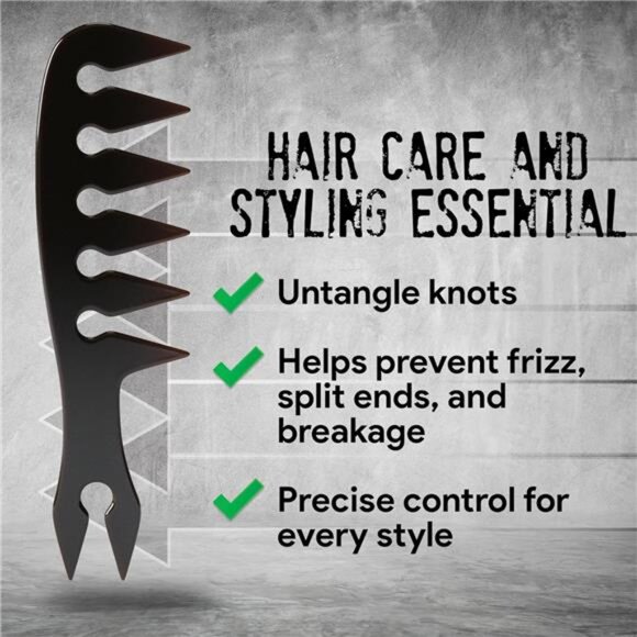 Hair Styling Comb, Wide Tooth Comb for Straight, Wavy, Curly, Colored Hair for - Picture 3 of 8